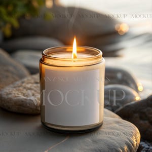 Candle Mockup PSD, Amber Glass Candle Mockup, Lumient Candle Mockup, Outdoor Candle Mockup, Candle Label Mockup, Amber Jar Candle Mockup