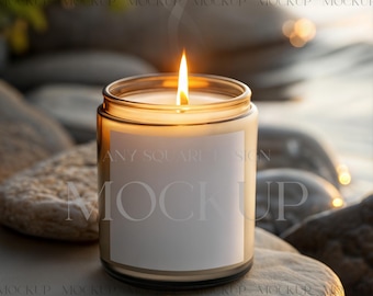Candle Mockup PSD, Amber Glass Candle Mockup, Lumient Candle Mockup, Outdoor Candle Mockup, Candle Label Mockup, Amber Jar Candle Mockup