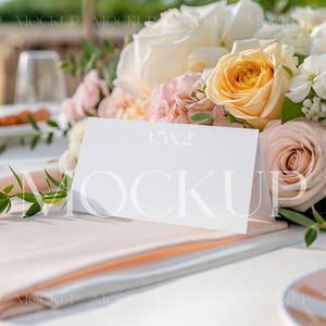 Maquete de cartão de lugar para casamento, maquete de cartão de buffet dobrado, maquete de cartão de visita 3,5x2, maquete de papelaria para casamento, maquete de cartão de mesa, cartão de lugar para tenda