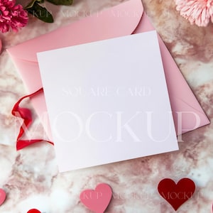 Maqueta de tarjeta cuadrada de San Valentín, maqueta de tarjeta romántica de 6 x 6, maqueta de tarjeta de invitación de boda, maqueta de tarjeta de 5 x 5, maqueta de tarjeta de felicitación cuadrada