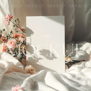 100x120 Affirmationskarten Mockup, Leere Karte Mockup, Hochzeitskarte Mockup, Boho Mockup, Styled Card Mockup, Neutrale Karte MockUp, Floral 100x120 Mockup