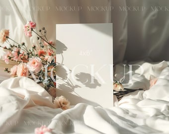 4x6 Affirmation Card Mockup, Blank Card Mock, Wedding Card Mockup, Boho Mockup, Styled Card Mockup, Neutral Card Mock Up, Floral 4x6 Mockup