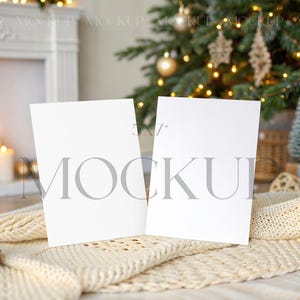5x7 Christmas Invitation Mockup, Greeting Card in Cozy Winter Setting: PSD Smart Object