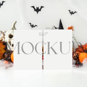 Halloween Karten Mockup, Zwei Weiße Karte Mockup, Herbst Mockups, 5x7 Karten Mockup, Karte Mockup, Blanko Karte Mockup, Zwei Seite Karte Mockup