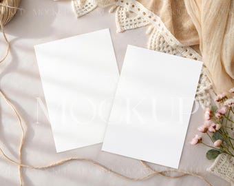 Double Sided Wedding Invitation Mockup, Thank You Card Mockup, Double Sided Card Mock Up, Wedding Stationery Mockup, Two Sided Invite Mock