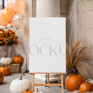 Autumn Bridal Shower Sign Mockup, Fall Wedding Welcome Sign Mockup, 24x36 Sign Mockup, Halloween Poster Mockup, Event Sign Mockup PSD