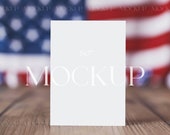 4 Of July Card Mockup, Fourth of July Mockup, Patriotic Mockup, 5x7 Invitation Mockup, Red White and Blue Mockup, July 4th Invite Mockup