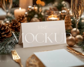 Buffet Card Mockup, Card PSD Mockup, Food Labels Mock, Christmas Place Card Mockup, 3.5x2 White Card Mockup, Bridal Shower Card Mockup