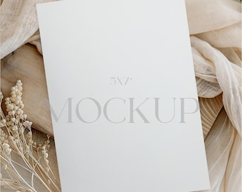 Wedding Invitation Mockup, Boho 5x7 Card Mockup, Minimalist Invite Card Mockup, Neutral Card Mockup, Greeting Card Mockup, Stationary Mockup