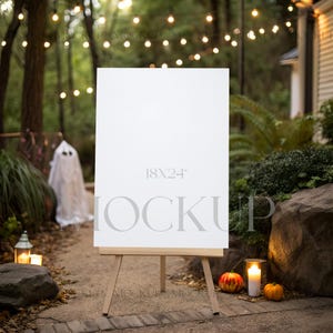 18x24 Outdoor Welcome Sign Mockup, Forest Easel Sign Mockup, Autumn Seating Chart Mockup, Event Sign Mockup PSD, Halloween Poster Mockup