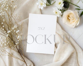 Floral 5x7 Card Invite Mockup, Wedding Invitation Mockup, Greeting Card Mockup, Birthday Invite Mockup, Boho Card Mockup, Stationery Mockup