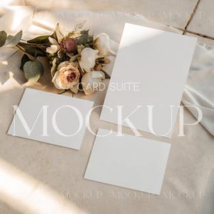Wedding Invite Mockup, Wedding Card Set Mockup, Shower Stationary Mockup, Editable 5x7 + 5x3.5 Card Mockup, Floral Bridal Party Card Mockup