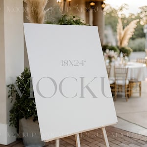 Bohemian Easel Sign Mockup PSD, Event Sign Mockup, 18x24 Welcome Sign Mockup, Boho Seating Chart Mockup, Summer Wedding Easel Poster Mockup