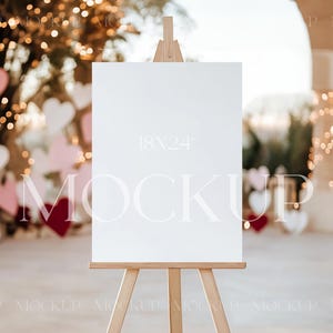 Romantic Welcome Sign Mockup, 18x24 Canvas Mock PSD, Bridal Shower Easel Sign Mockup, Valentine Seating Chart Mockup, Vertical Welcome Mock