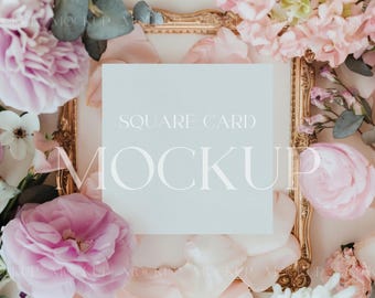 Square Greeting Card Mockup, Square Card Mockup, Square Invitation Mockup,Square Business Cards Mockup, Gift Card Mockup, 6x6 Card Mock-up