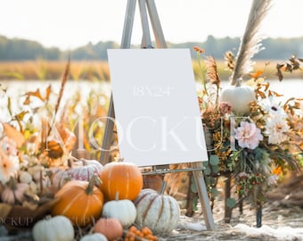 18x24" Sign Mockup, Autumn Wedding Sign Mockup, Wedding Seating Chart Poster Mockup, Baby Shower Sign Mock, Event Sign Mockup, Easel Mockup