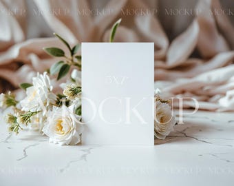 Bröllopskort 5x7-modell, romantiskt inbjudningskort, babyshowerkort, vårhälsningskort, PSD-födelsedagskort