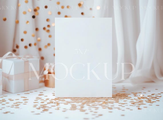 Birthday Invitation Card Mockup, Minimal Vertical 5x7 Card Mockup, Editable Wedding Card Mockup, White Card Mockup, Product Background Mock