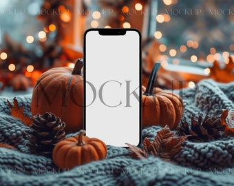 iPhoneモックアップ、スマートフォンテンプレート、秋の携帯電話モックアップ、デバイスモックアップ、モバイル招待状モックアップ、デバイス招待モックアップ、携帯電話モックアップ
