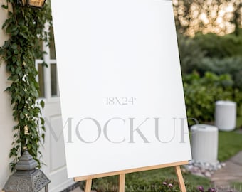 18x24 Welcome Sign Mockup PSD, Wedding Easel Sign Mockup, Event Sign Mockup, Outdoor Seating Chart Mockup, Wedding Minimal Sign Mockup