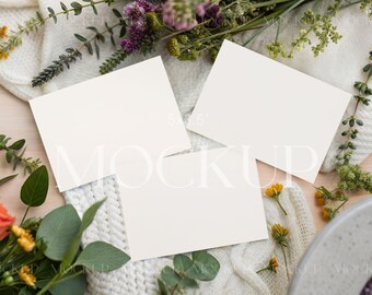 5x3.5 Cards Mockup PSD, Three Cards Mockup, Boho Invite Card Mockup Set, Floral Card Mockup, RSVP Card Mock Up, Horizontal Card Mockup