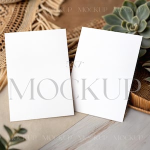 Doppelte 13x18 Karten Mockup, Zwei Einladungskarten Mockup, Doppelseitige Karte MockUp, Babyparty Einladen Mockup, Hochzeit Boho Karten Mockup