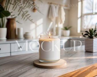 Clear Glass Candle Mockup, 9 Oz Candle Mockup PSD, Lumient Candle Mockup, Candle Label Mockup, Jar Candle Mockup, Scented Candle Mockup