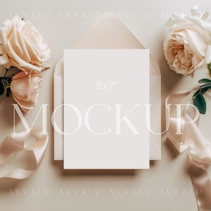 Huwelijksuitnodiging 5 x 7 mockup, 5 x 7 bruiloftsmodel, minimaal Boho-model, minimalistisch kaartmodel, blanco kaartmodel, kaart met envelopmodel