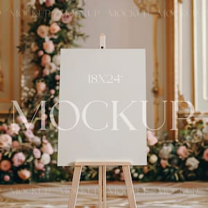 Wedding Welcome Sign Mockup, Wedding Easel Mockup, Boho Wedding Sign Mock Up, Canvas Easel, Poster Print Mockup, 18x24 Sign Mockup PSD