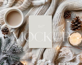 Christmas Card Mockup 5x7, Rustic Christmas Card Mock Up, Boho Christmas Mockup, Holiday Card Mockup, Christmas Invitation Mock Up