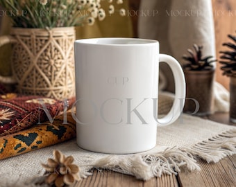 White Mug Mockup, Minimalist Mug Mockup, 11oz Coffee Mug Mockup, PSD Smart Layer Mockup, Blank  Ceramic Mug Mockup, Aesthetic Cup Mockup
