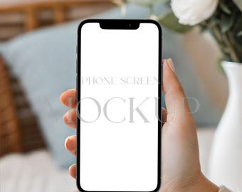 iPhoneを手に持つモックアップ、居心地の良いデバイス画面のモックアップ、編集可能な携帯電話のモックアップ、デジタル招待状のモックアップ、美しいスマートフォンのモックアップ