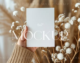 Boho Card Mockup, Wedding Invite Mockup, Baby Shower Mockup, Stationary Card Mockup, 5x7 Card Mockup, Party Supplies Mockup, Boho Mock