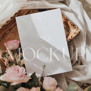 Boho Weiß Karte Mockup, 5x7 einladen Karte Mockup, Floral Zazzle Mockup, leere Karte Mockup, Babyparty Karte Mockup, 5x7 Grußkarte Mockup