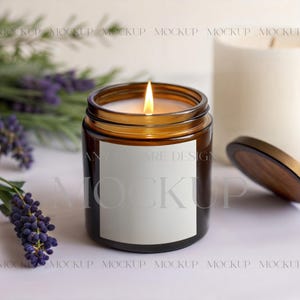 Lumient Amber Candle Mockup, Candle Mockup PSD, Simple Candle Mockup, Candle Label Mockup, Amber Jar Candle Mockup, Soy Glass Candle Mockup