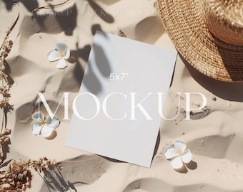 5x7 Card Mockup, Greeting Card Mockup, Wedding Invitation Mockup, Summer Mockups, Summer Wedding Stationery Mockup, Invitation Mockups PSD