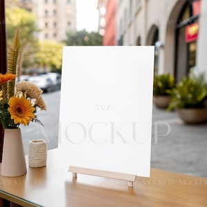 5x7 Wedding Table Number Mockup, Wooden Stand Table Card Mockup, Bar Menu Mockup, PSD Wedding Sign Mockup, Vertical Place Card Mockup