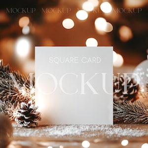 Square 6x6 Card Mockup, Editable PSD Mock Up, New Year Card Mockup, Greeting Card Mockup, Wedding Card Mockup, Winter Invitation Card Mockup