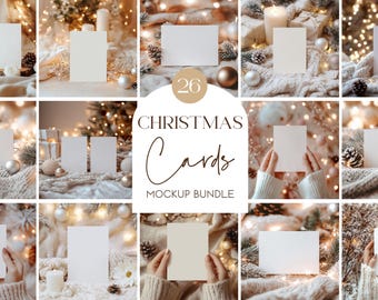 Christmas Card Mockup Bundle, Xmas Card Mocks Bundle, Holiday Card Mockup Collection, New Year Card Mockups, Winter Invitation Card Mockups