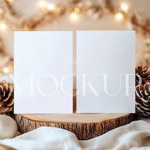 Two Card Mockup, Double Christmas Card Mockup, Holiday Card Mockup, Christmas Invitation Mock Up, Double Invitation Mock Up