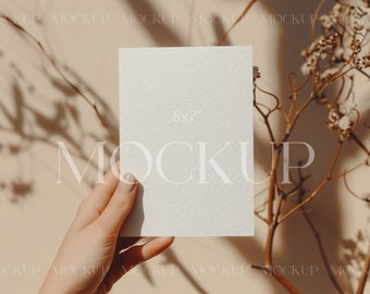 Boho Card Mockup, Card Holding Mockup, Invitation Mock-up, Greeting Card Mockup, Invitation Card Mockup, Birthday Card Mockup, PSD Mockup
