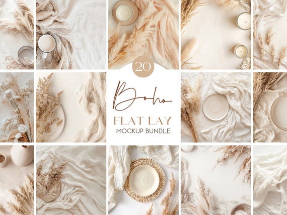 20 Stock Photo Backgrounds, Backdrop Mockup Bundle, Boho Chic Flatlay Mockup, Stock Photo Flatlay Mockup, Product Beige Background Photo