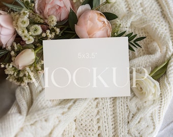 RSVP 5x3.5 Card Mockup, Floral Card Mockup PSD, Details Card Mockup, Boho Invite Card Mockup, Neutral Stationary Mockup, Greeting Card Mock