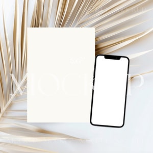 Karte mit Smartphone Mockup, Hochzeit Digitale Einladungskarte Mockup, Iphone und Karten Mockup, 13x20 Karte Phone Mockup, Iphone Screen Mockup