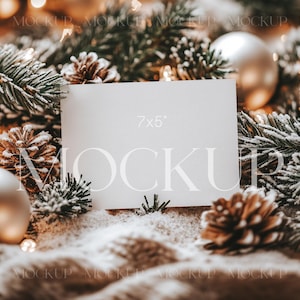 7x5 Card Mockup, Christmas Invite Card Mockup, New Year Card Mockup, Winter Card Mockup, Holiday Card Mockup, Editable Landscape Card Mock