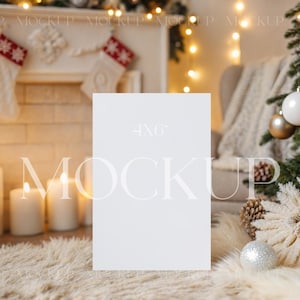 Winter 4x6 Card Mockup, Holiday White Card Mockup, Wedding Card Mockup, Christmas PSD Card Mockup, Xmas Greeting Card Mockup