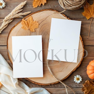 Herfst dubbelzijdig uitnodigend mockup, pompoenen wenskaart mockup, twee Halloween invite mockup, herfst 5 x 7 kaart mockup, bruiloft uitnodiging mockup