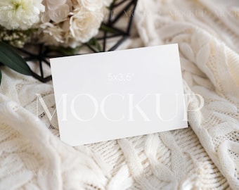 RSVP 5x3.5 Card Mockup, Boho Invite Card Mockup, Floral Card Mockup PSD, Wedding Invite Card Mockup, Neutral Stationary Mockup