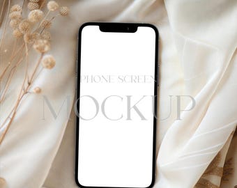 Boho mobiel mockup, iPhone-schermmodel, smartphonemodel, digitale uitnodigingsmodel, minimalistisch apparaatmodel, mobiele telefoon Evite-model
