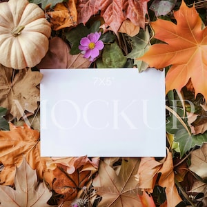 Maqueta de tarjeta de otoño, maqueta de invitación horizontal, maqueta de tarjeta horizontal de 7x5, maqueta de tarjeta de boda plana, maquetas de tarjetas con temática de otoño, maqueta de otoño